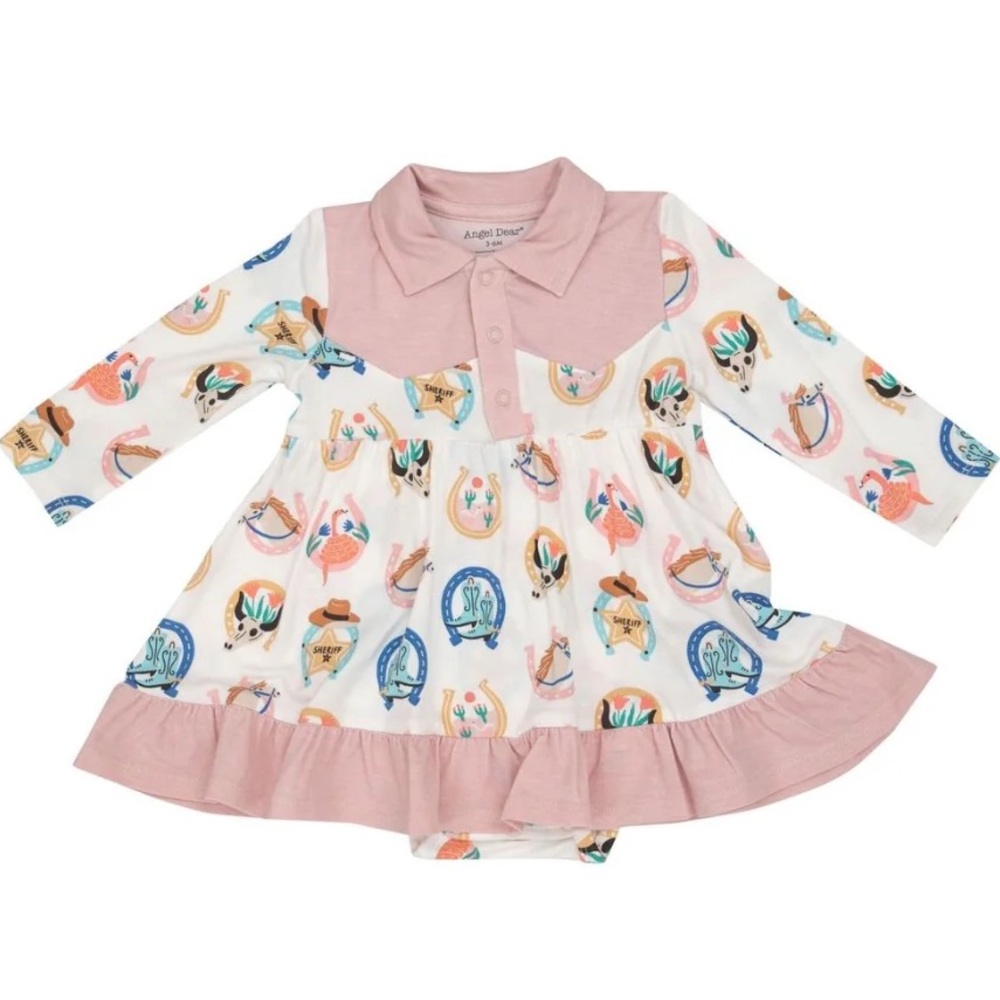 Angel Dear Western Long Sleeve Bodysuit Dress